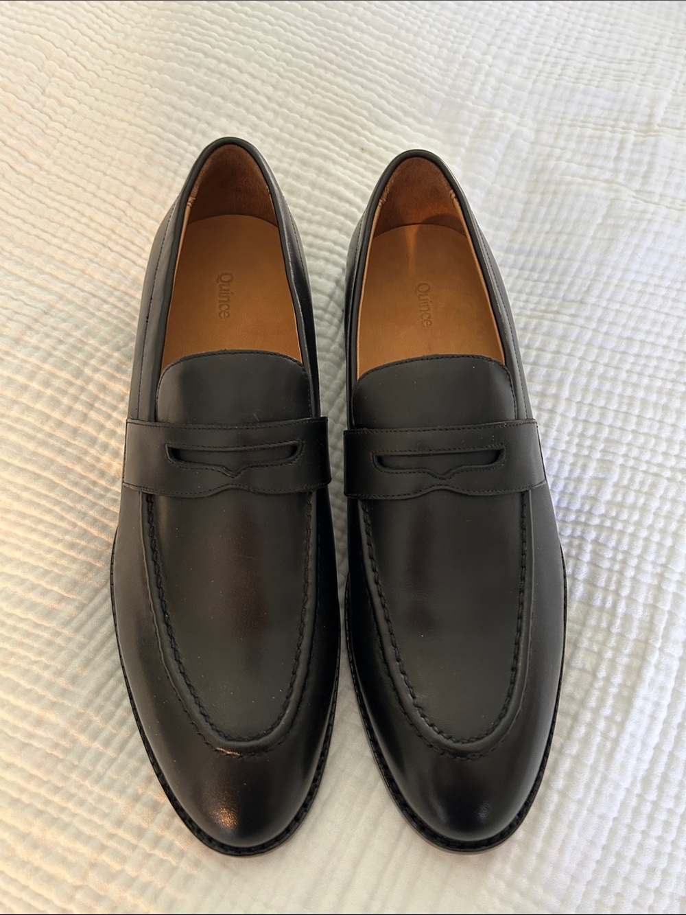Quince Black Calfskin Leather Penny Loafers